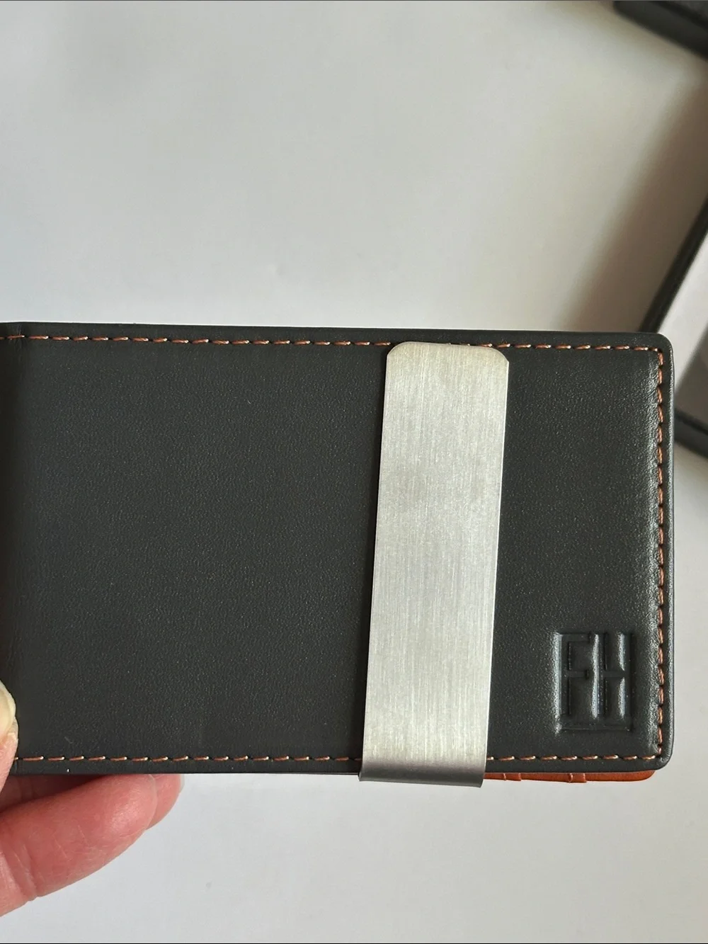 Forrest & Harold Money Clip Slim Wallet in Top Grain Leather in Gift Box